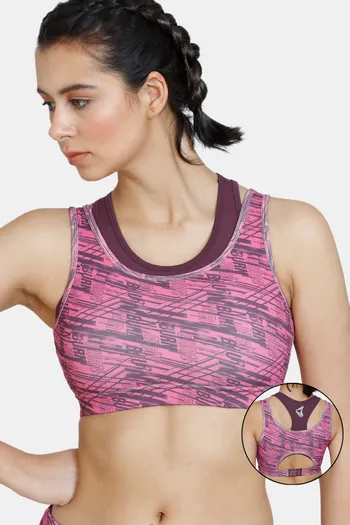 Buy Zelocity Quick Dry Sports Bra With Removable Padding - Ibis Rose